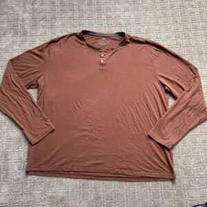 Free Fly Bamboo Heritage Henley Rust Brown Mens 3XL XXXL Long Sleeve Casual Hike